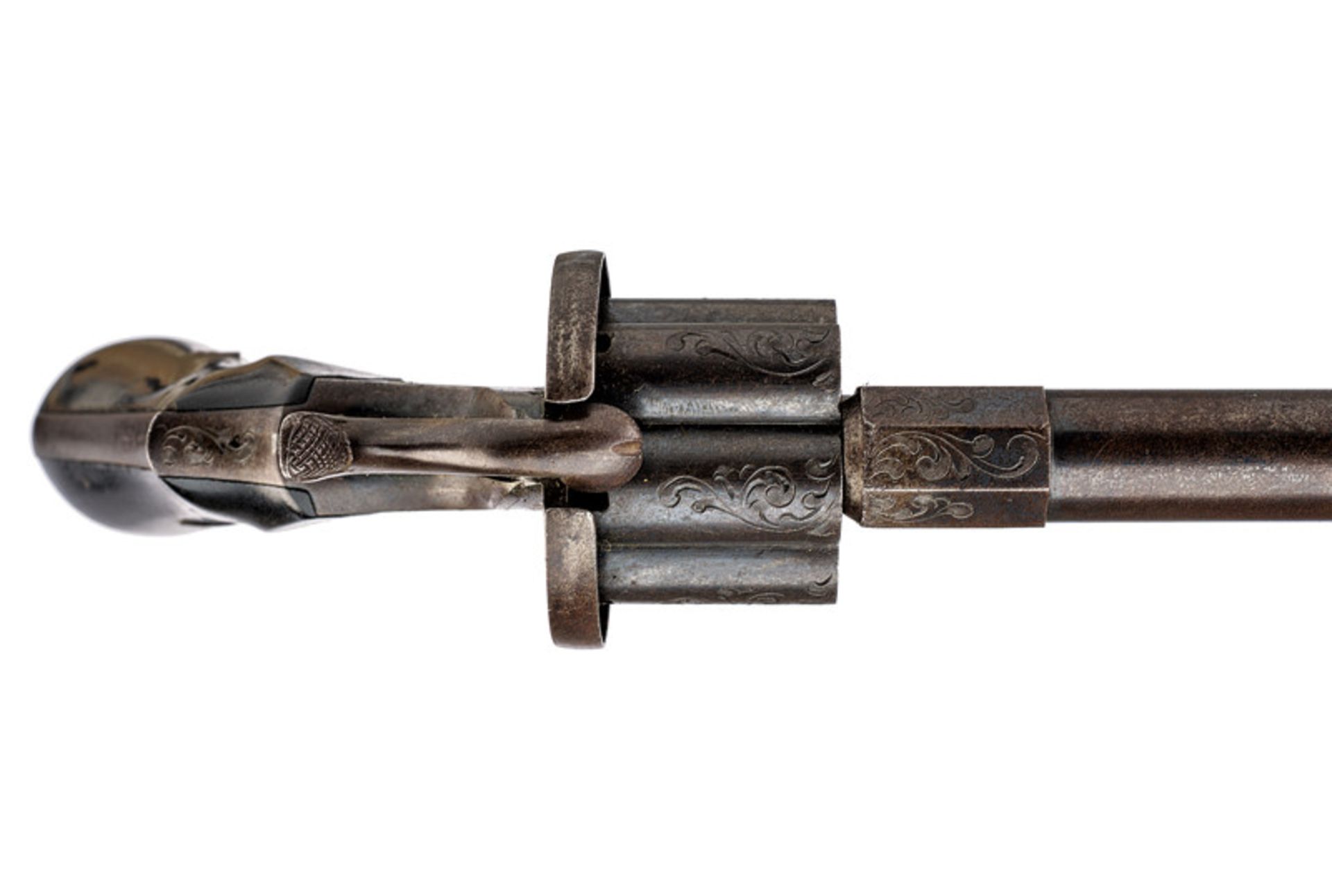 A pin-fire revolver dating: third quarter of the 19th Century provenance: Central Europe Round, - Image 3 of 3