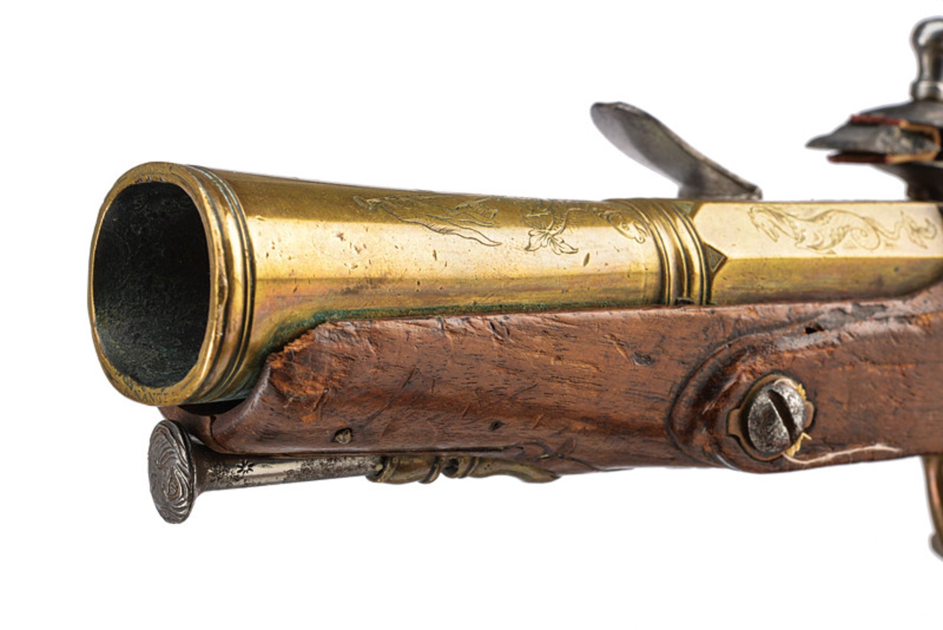 A pair of navy flintlock blunderbuss pistols by Duche dating: early 19th Century provenance: - Image 3 of 4