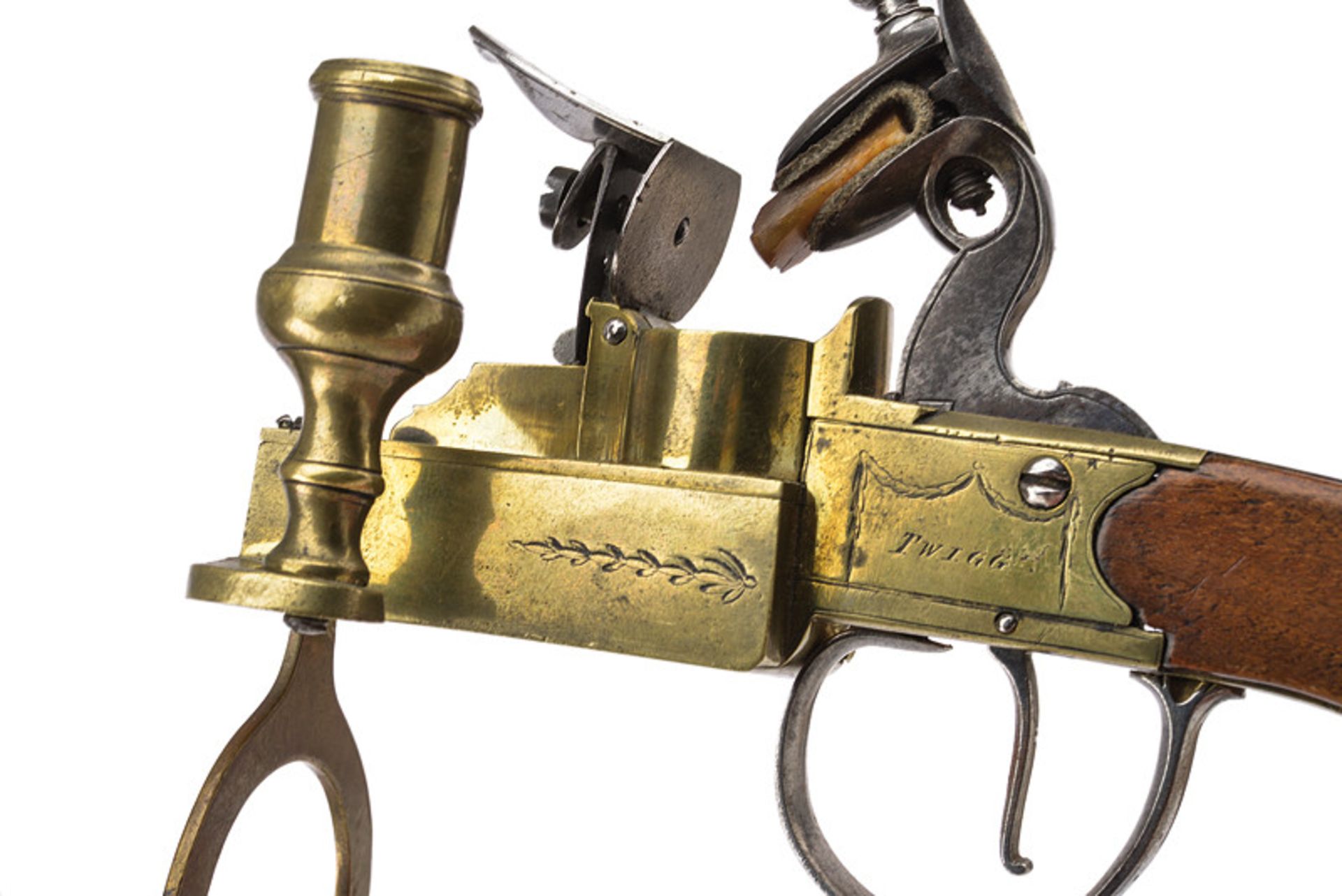 A rare flintlock lighter by Twigg dating: first quarter of the 19th Century provenance: London Brass - Image 2 of 4