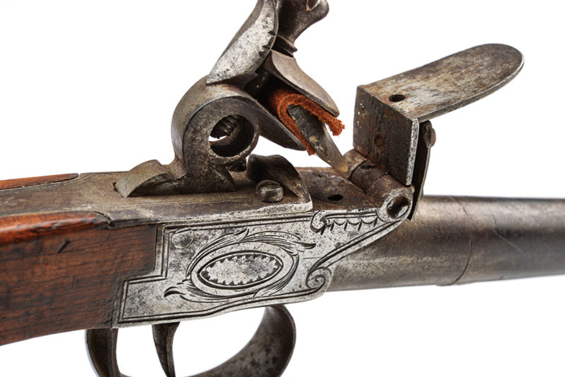 A pair of flintlock pocket pistols dating: mid-19th Century provenance: France Smooth, round, turn- - Image 3 of 3