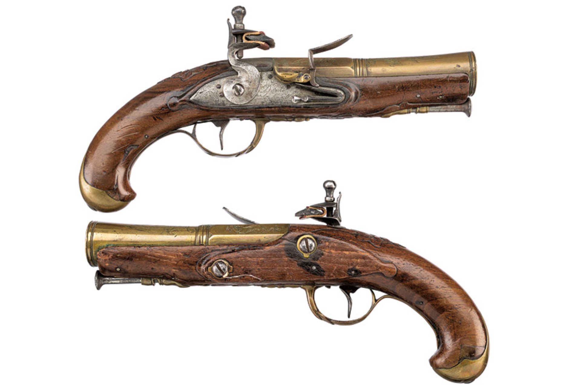 A pair of navy flintlock blunderbuss pistols by Duche dating: early 19th Century provenance: