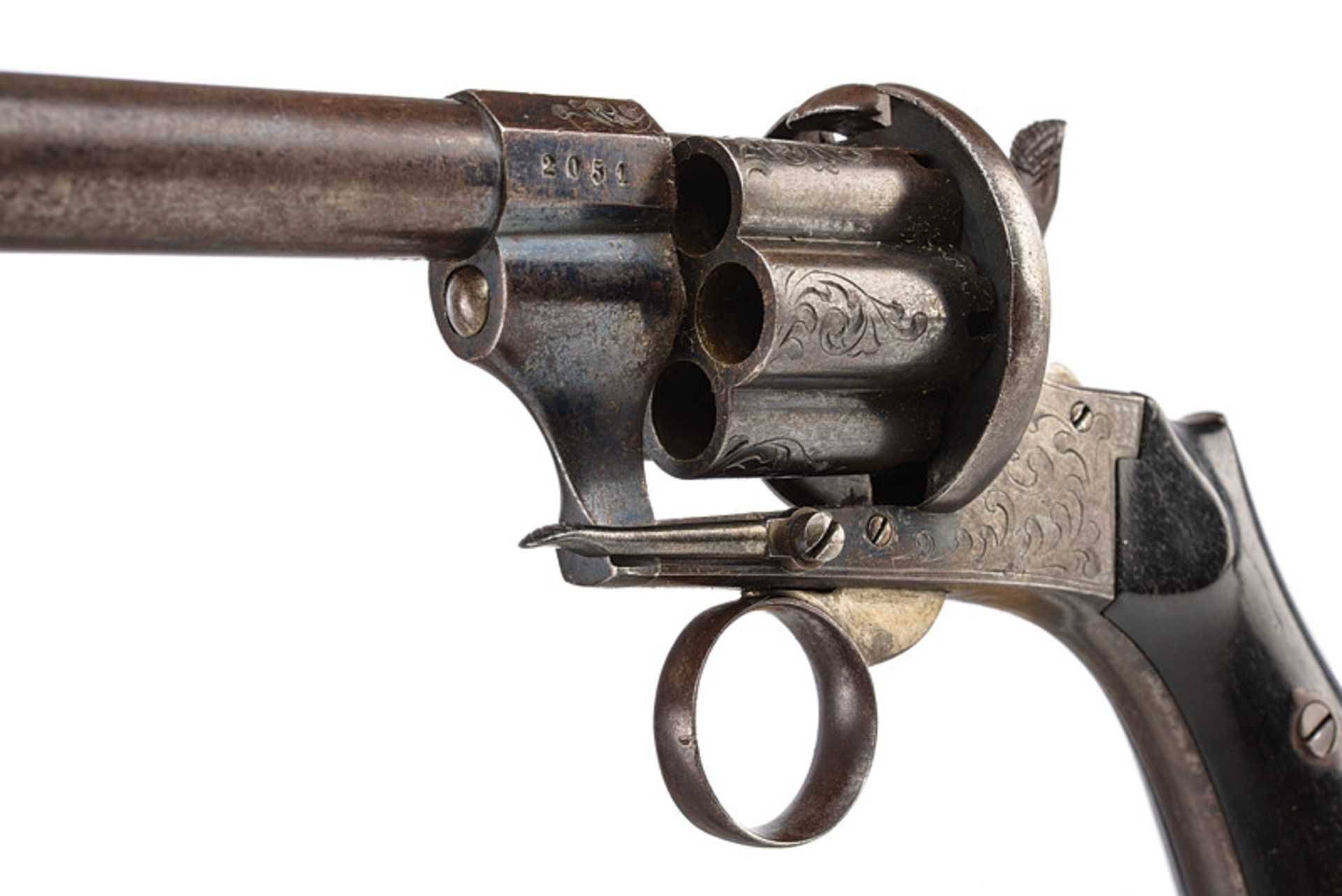 A pin-fire revolver dating: third quarter of the 19th Century provenance: Central Europe Round, - Image 2 of 3