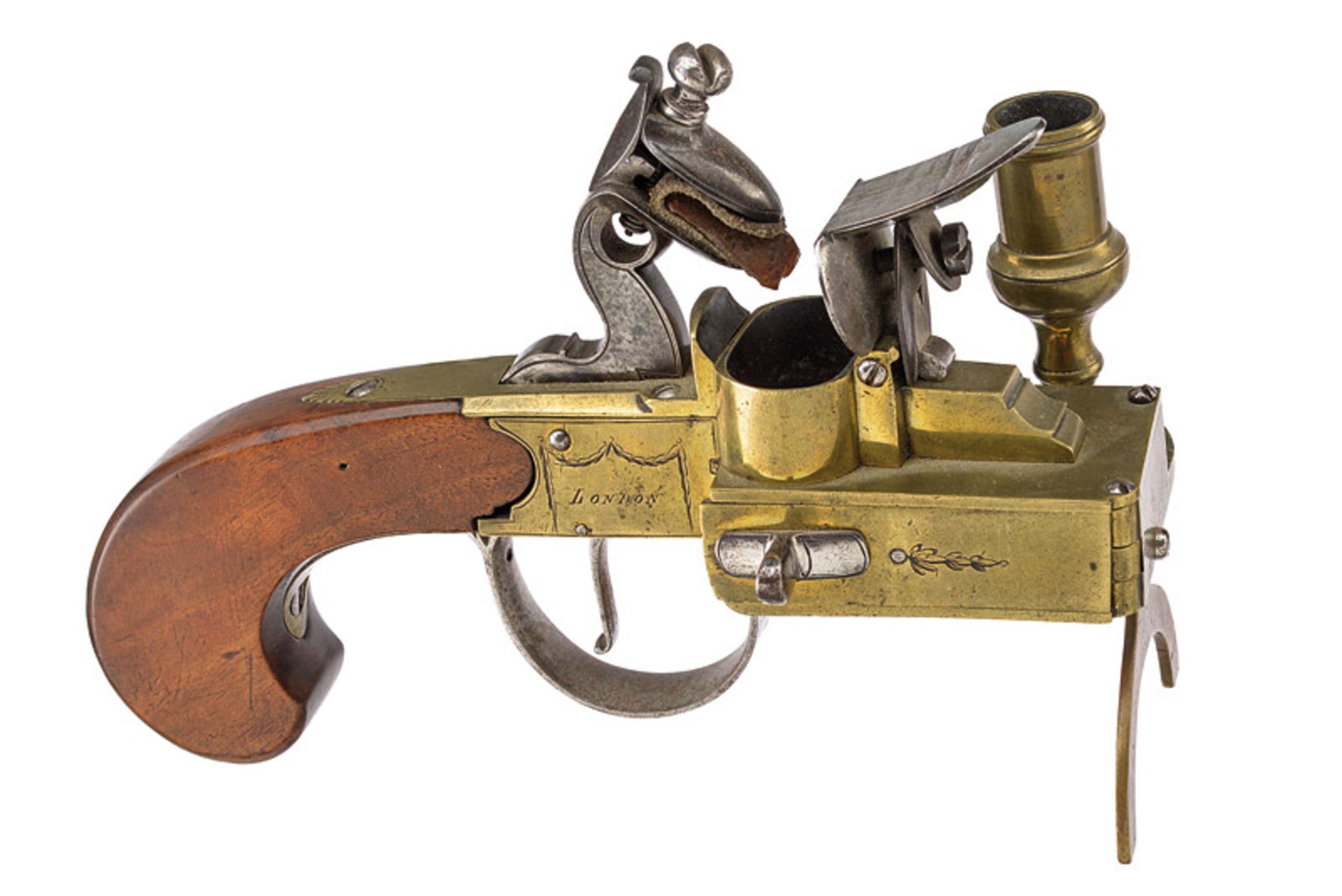 A rare flintlock lighter by Twigg dating: first quarter of the 19th Century provenance: London Brass