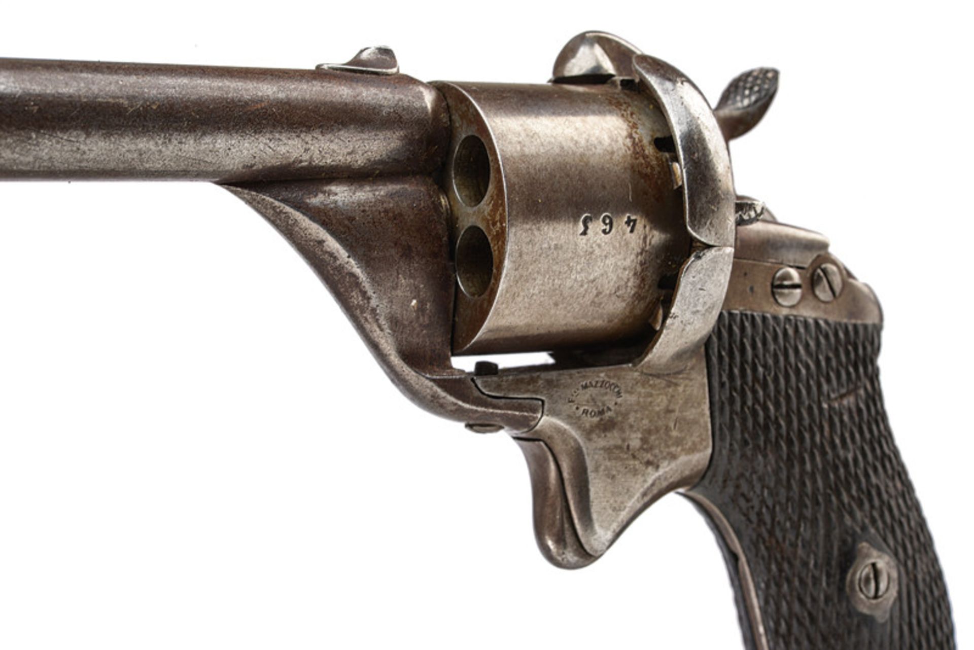 A Mazzocchi pin-fire revolver with holster dating: third quarter of the 19th Century provenance: - Image 4 of 4