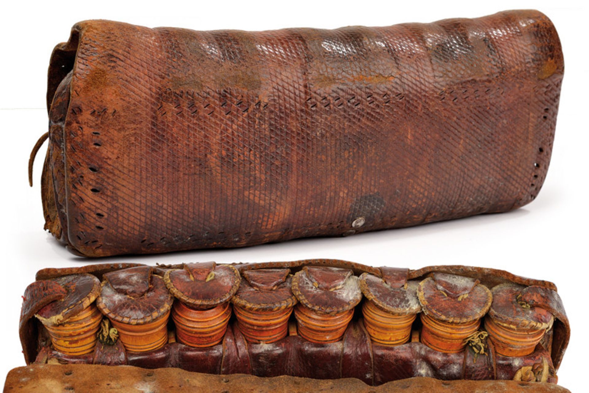 A cartridge box dating: 18th Century provenance: Turkey Long and slightly curved cartridge box.