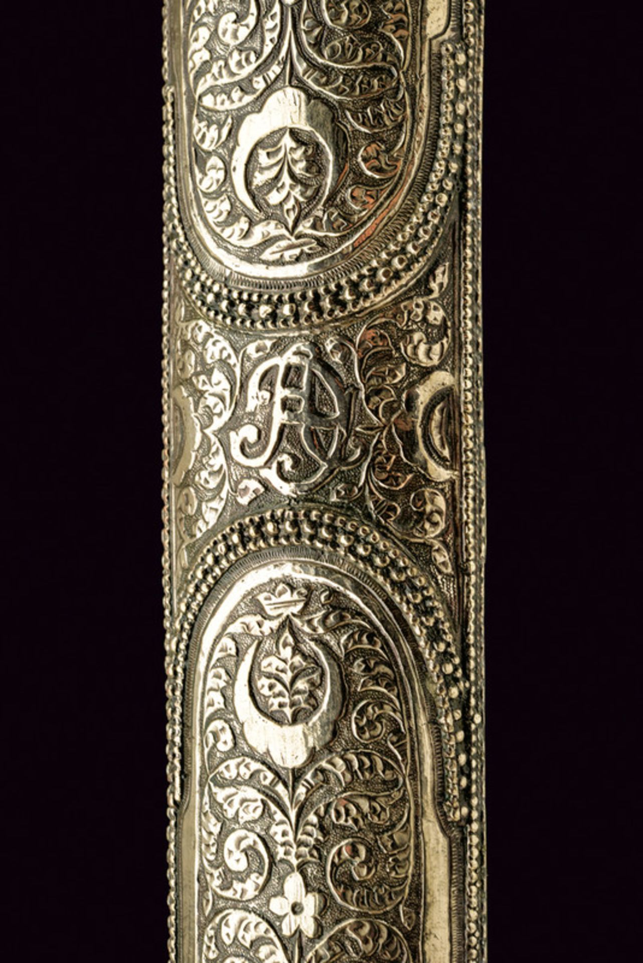 A silver mounted kindjal dating: early 20th Century provenance: Caucasia Straight, double-edged - Image 4 of 6