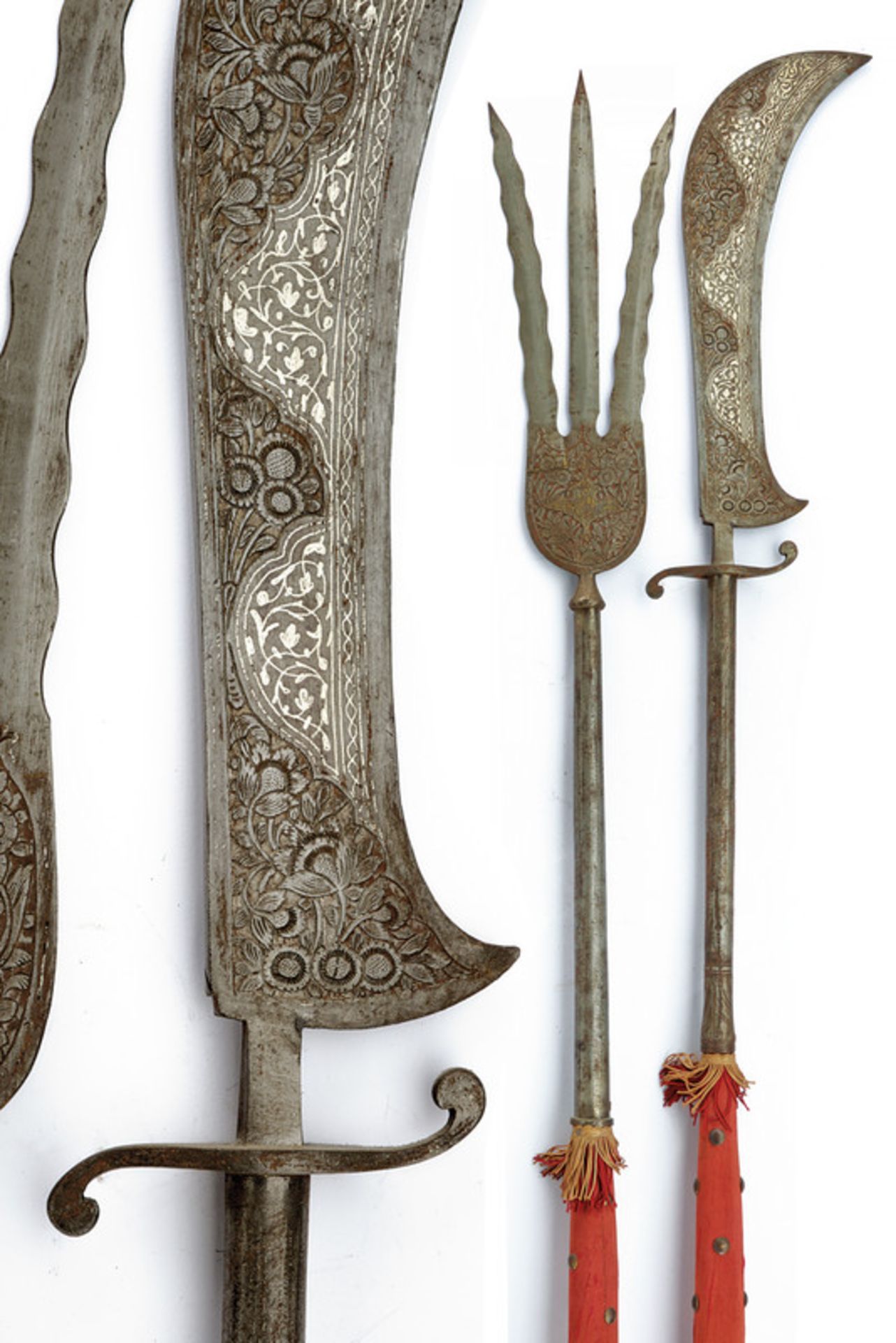 A lot of two pole arms dating: late 19th Century provenance: Persia An iron trident with three