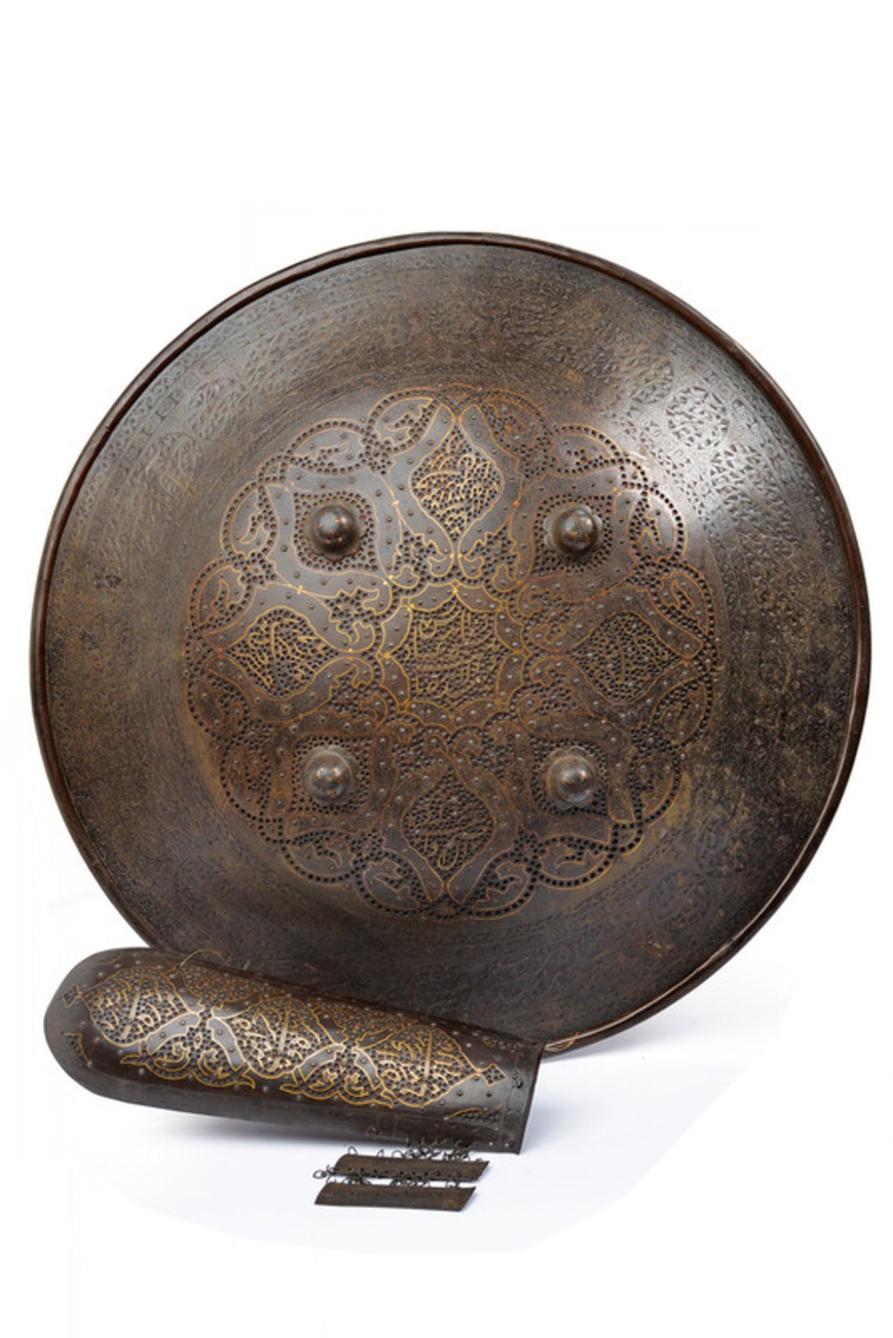 A fine set of sipar and bazu-band dating: 19th Century provenance: Indopersia Round and convex, iron - Image 4 of 4