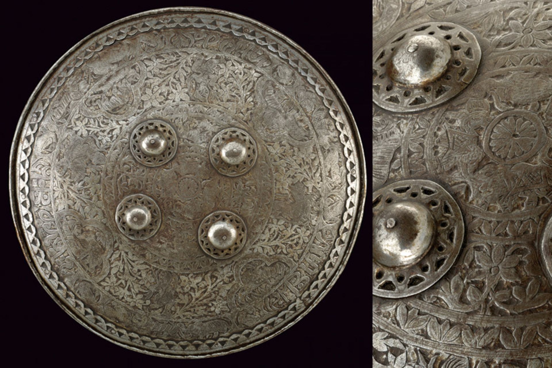 A dhal dating: 19th Century provenance: India Made of iron, decorated with concentric circled with