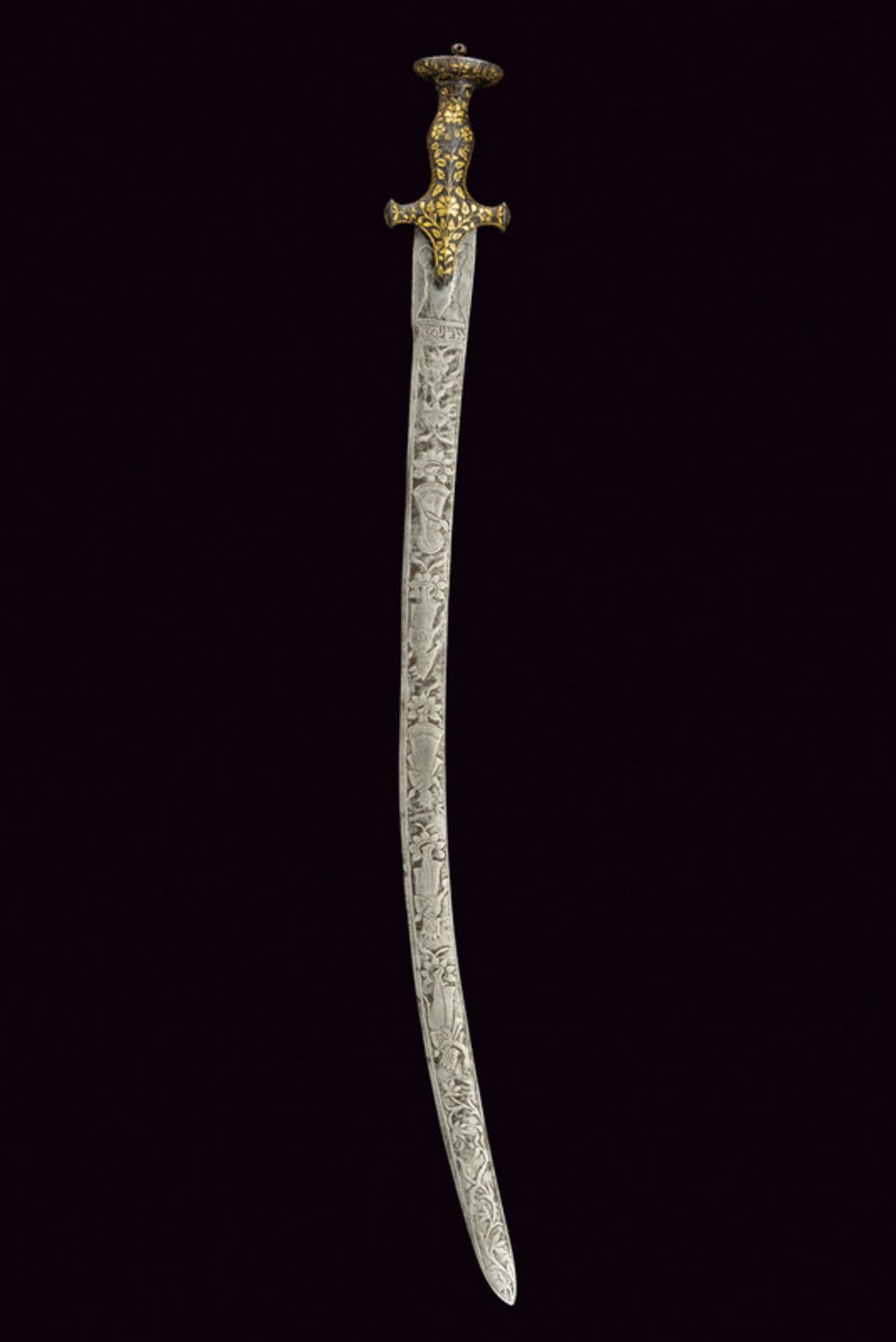 A tulvar dating: circa 1900 provenance: India Curved, single-and false-edged blade, carved with - Image 5 of 5