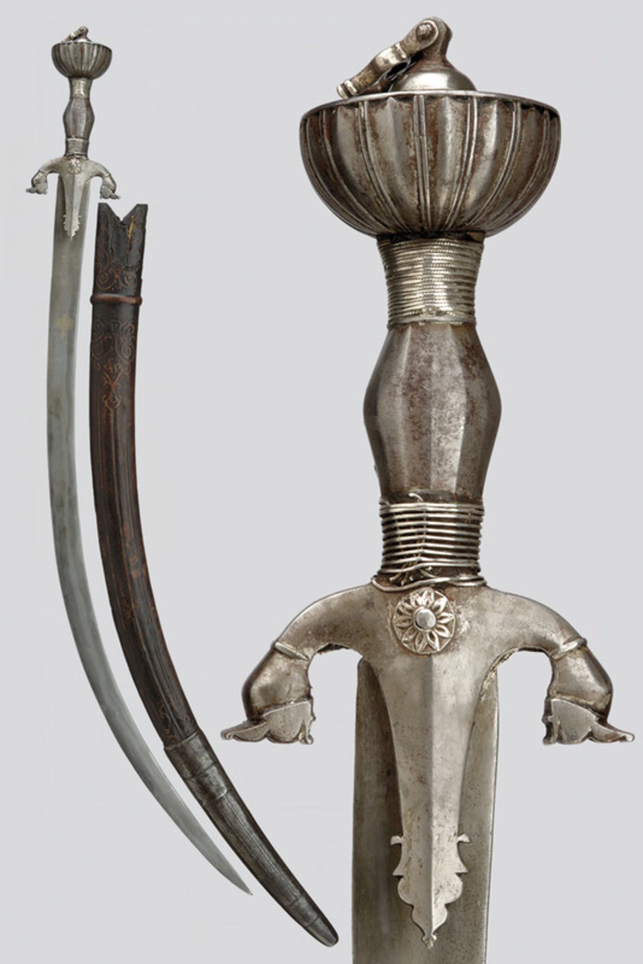 A pulouar (sabre) dating: 19th Century provenance: Afghanistan Curved, flat, mechanic-damask,