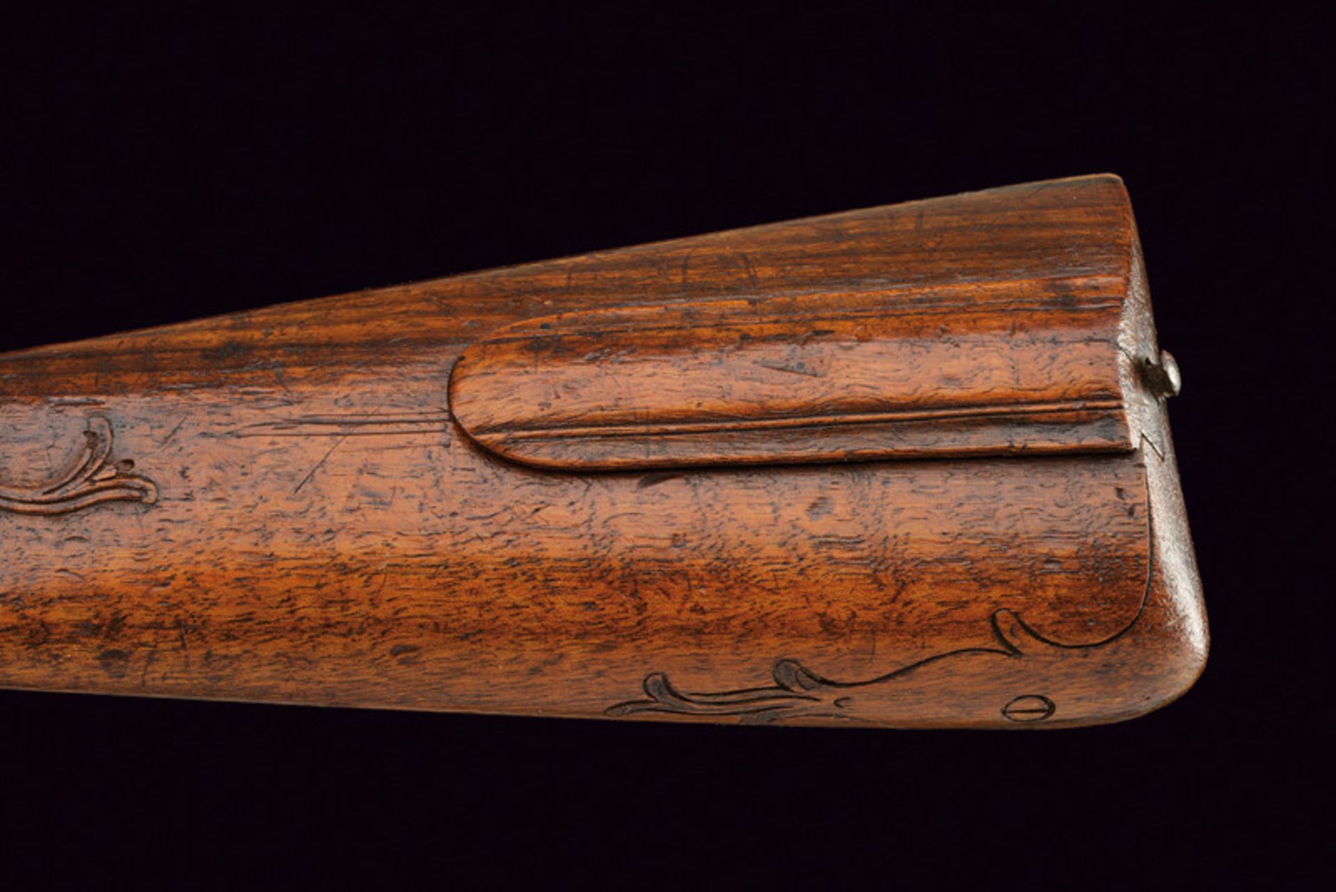 A detachable buttstock dating: 19th Century provenance: Germany Made of wood, slightly sculpted with - Image 2 of 3
