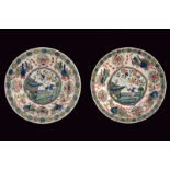 A nice pair of famille verte porcelain dishes dating: Kangxi (1662-1722) provenance: China Finely