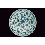 Important, large and rare blu and white porcelain plate dating: Jiajing (1522-1566) provenance: