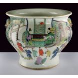 A large and rare famille verte porcelain cache-pot dating: 19th Century provenance: China Convex and