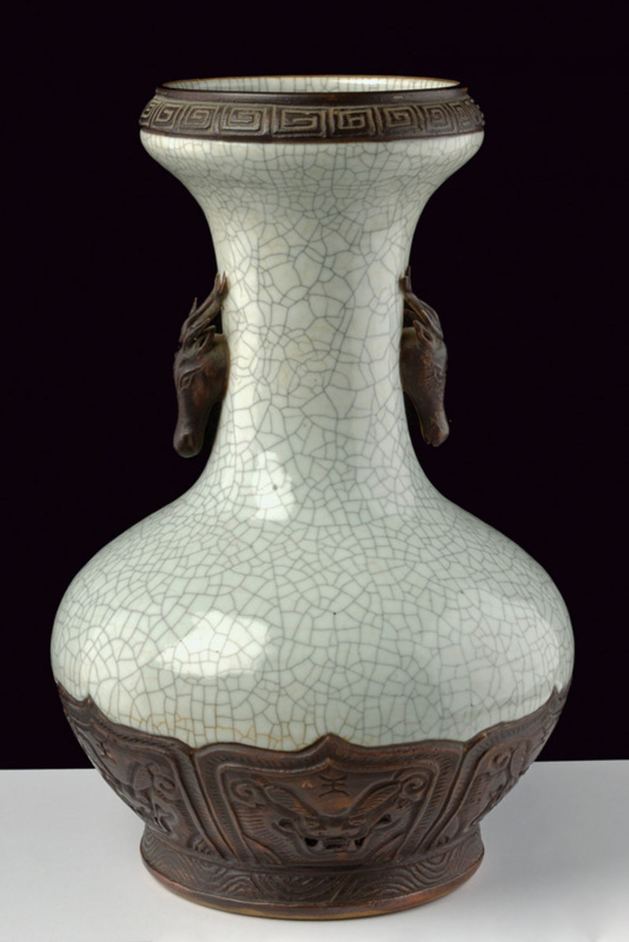 A very fine and rare porcelain crackle vase dating: 19th Century provenance: China Baluster shape,