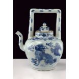 A beautiful and rare blu and white porcelain tea pot dating: 17th Century provenance: China Zigzag