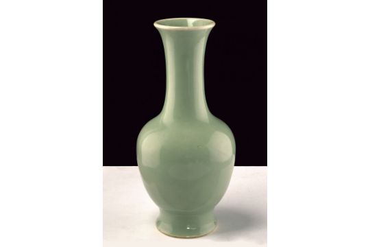 A celadon glazed porcelain baluster vase dating: late 19th Century provenance: China Globular - Image 1 of 5