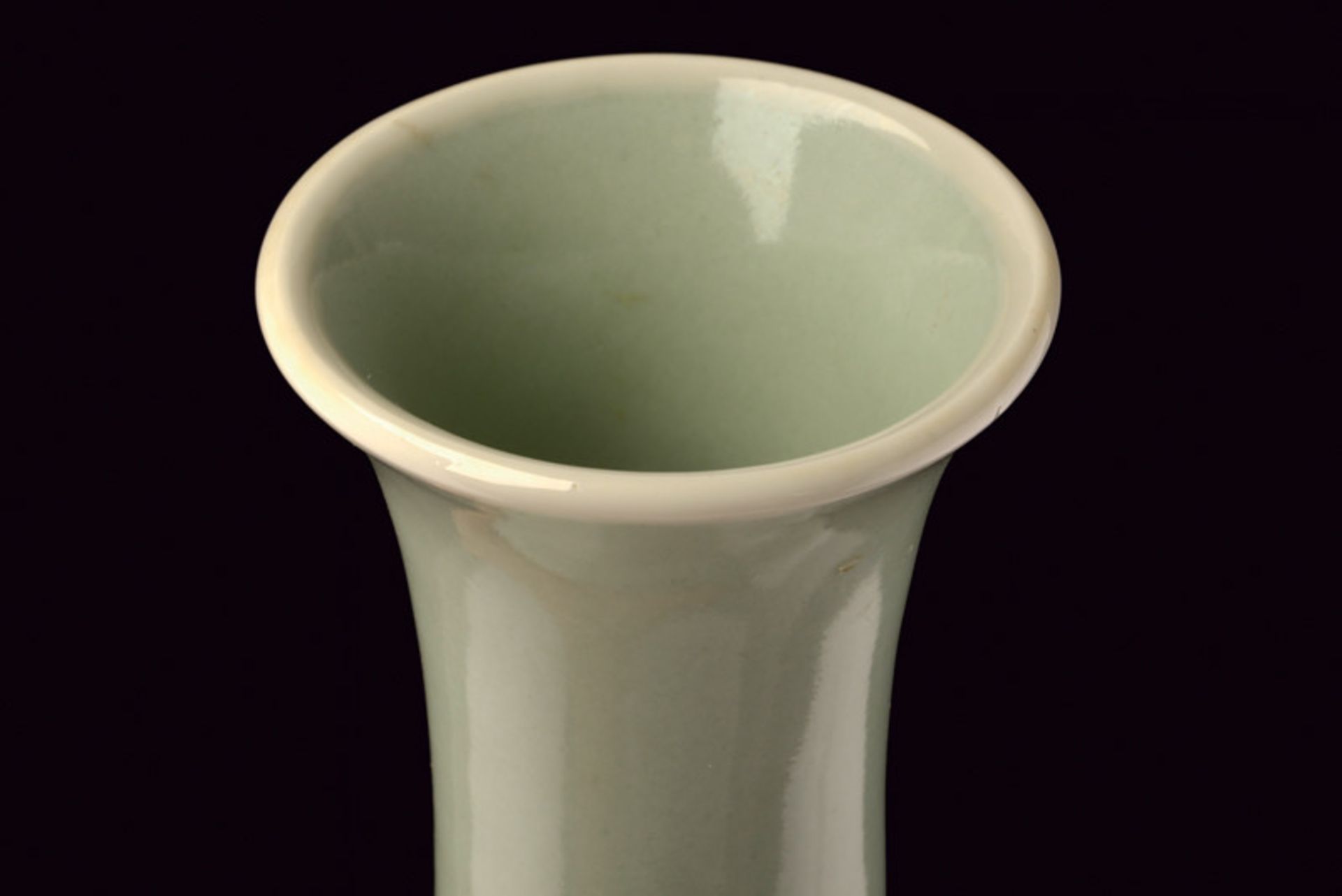 A celadon glazed porcelain baluster vase dating: late 19th Century provenance: China Globular - Image 4 of 5