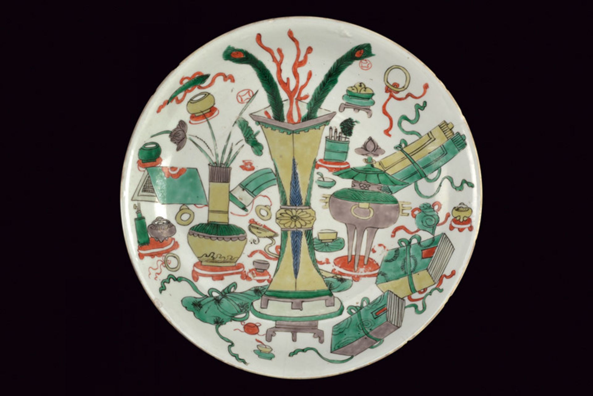 A beautiful and rare famille verte porcelain dish dating: Kangxi (1662-1722) provenance: China