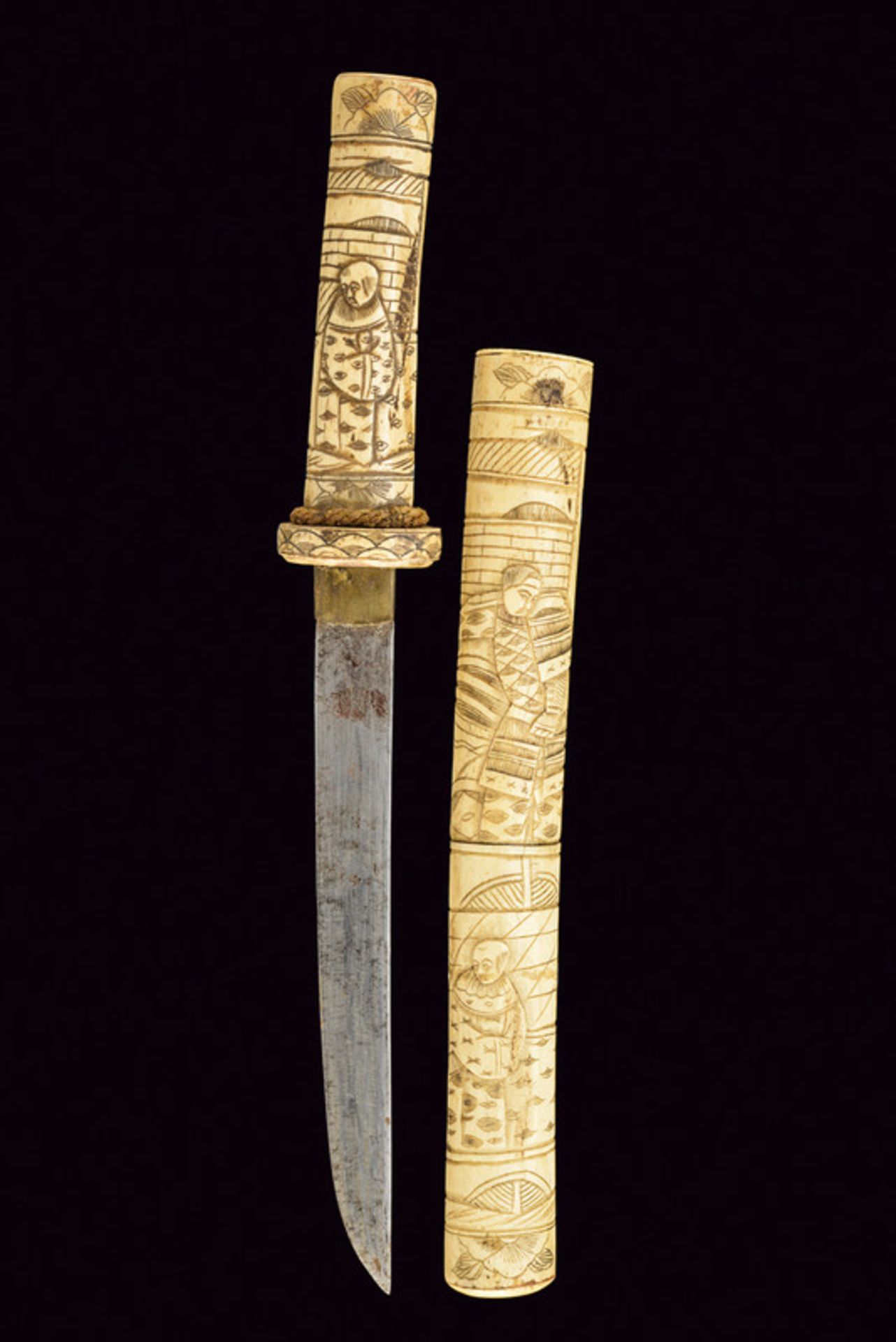 A bone mounted tanto, dating: circa 1900, provenance: Japan, dating: circa 1900, provenance: - Image 3 of 3