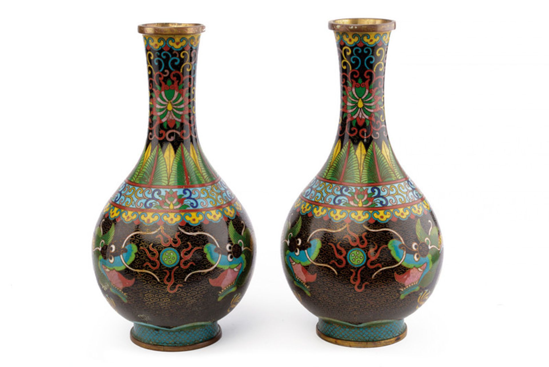 A pair of cloisonnÃ© vases, dating: circa 1900, provenance: China, dating: circa 1900, provenance: - Image 3 of 3