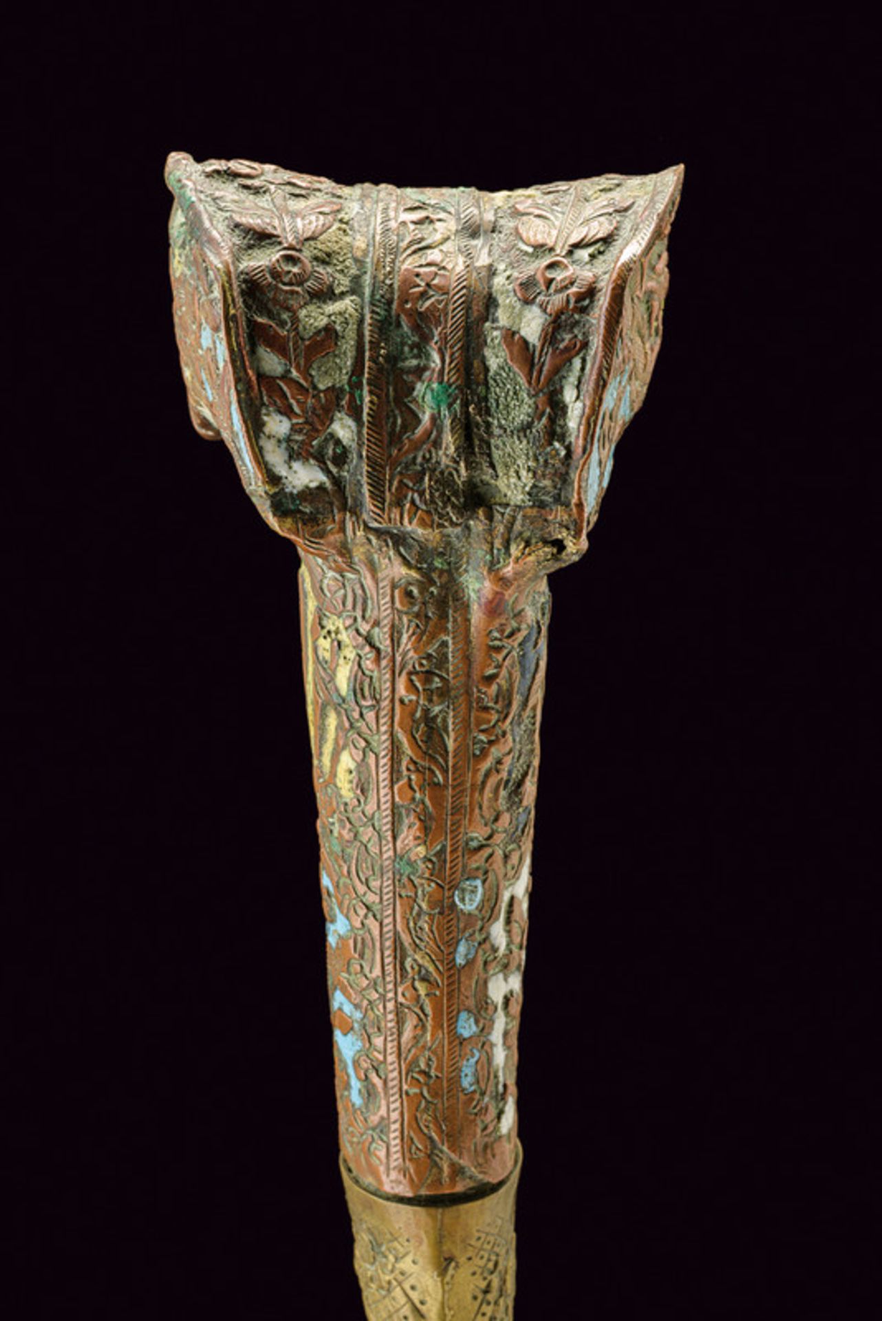 An interesting yatagan with enameled decoration, dating: 19th Century, provenance: Turkey, dating: - Image 3 of 4