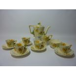 1930s Burleighware 'Zenith' tea set Condition Report Three cups a/f, overall rubbing/wear to the