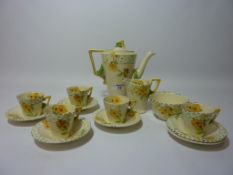 1930s Burleighware 'Zenith' tea set Condition Report Three cups a/f, overall rubbing/wear to the
