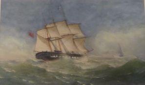 British Sailing Ship in Stormy Seas,