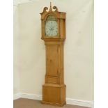 18th century stripped pine longcase clock, later 8-day movement,