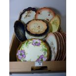 Collection of Limoges cabinet plates, including hand painted examples,