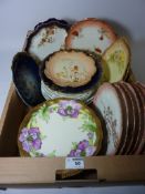 Collection of Limoges cabinet plates, including hand painted examples,