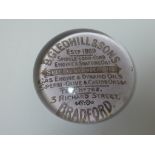 Advertising - early 20th century etched class paperweight 'B.