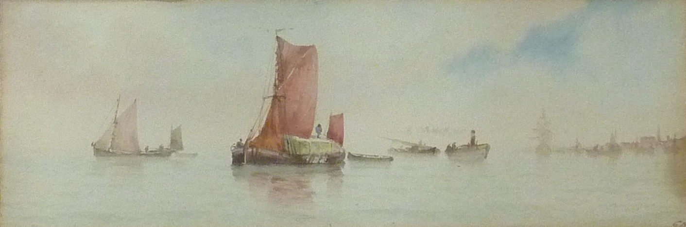 'On the Thames', watercolour by Garman Morris (British fl.