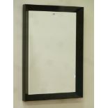 Rectangular bevelled edge wall mirror in black finish framed,