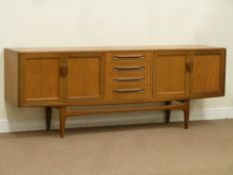 G-Plan teak sideboard fitted with four drawers and double cupboard either side, W214cm, H80cm,