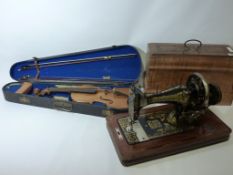 20th century violin and a cased Frister & Rossmann sewing machine (2)