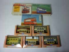 Five Corgi 'Great British Tram Company' models and three tram model kits (all boxed)