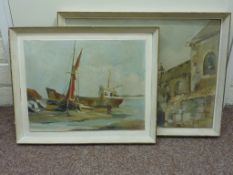 Harbour Scenes, two 20th century oils on board signed by L. Charles Barratt 42.5cm x 58cm and 34.