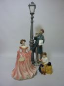 Lladro figure of a lamplighter, Royal Doulton figurines 'Ruth' HN4099 and 'First Prize' HN3911 (3)