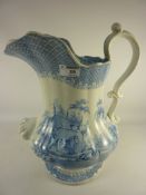 Robinson, Wood & Brownfield blue and white stoneware jug in the 'Zoological' pattern c.