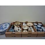 19th century and later blue and white meat plates, Ringtons 'Centenary' china,