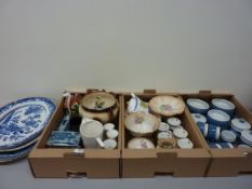 19th century and later blue and white meat plates, Ringtons 'Centenary' china,