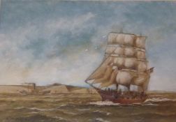 'Off Dover', watercolour signed W M Birchall 1911, 34cm x 48cm; Shipping in the Bay,