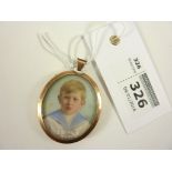 Edwardian portrait miniature on ivory in hallmarked 9ct rose gold frame