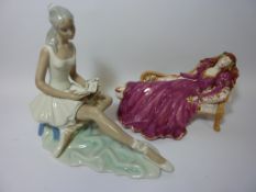 Franklin Mint 'Sleeping Beauty' figure and a Tengra Lladro style ballerina (2)