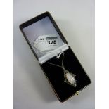 Sterling silver mother of pearl and marcasite pendant