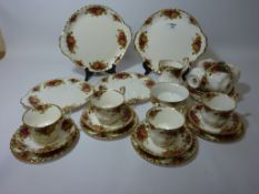 Royal Albert 'Old Country Roses' tea set - six place settings plus two extra cups and side plates