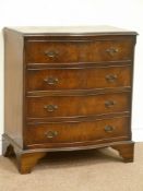 Reproduction walnut serpentine chest of four drawers, W74cm H83cm,